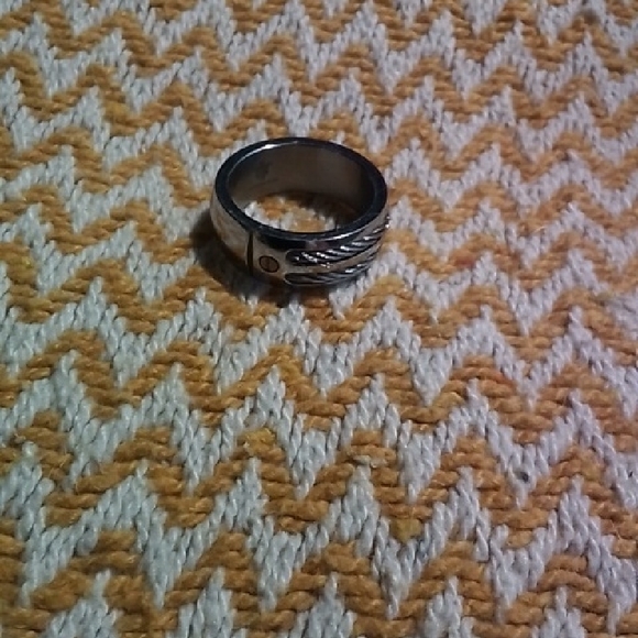 Other - Men's Stainless Steel Black Rope Detail Ring